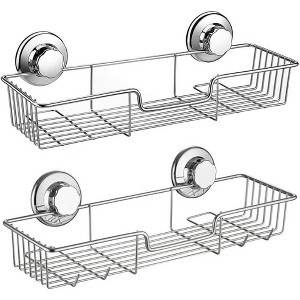 Aoibox Suction Cup Shower Caddy with Hooks, Powerful Bathroom Storage Organizer Basket for Shampoo Conditioner, Set of 2 - 1 of 4