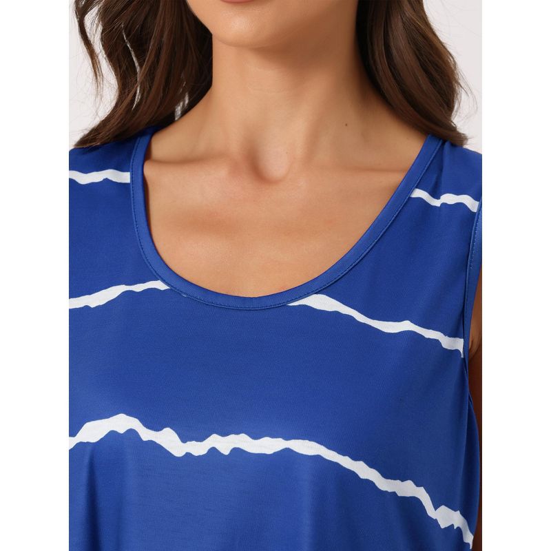 cheibear Women's Striped Round Neck Sleeveless Shirt 2 Piece Tank and Shorts Pajama Set Sleepwear, 4 of 6
