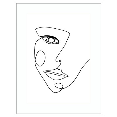 21" x 27" Face Line 2 by Design Fabrikken Framed Wall Art Print - Amanti Art