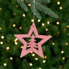 Northlight Cut Out Pine Tree in Wooden Star Christmas Ornament - 4"  - Pink - 2 of 4