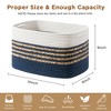 Aoibox Woven Cotton Rope Storage Basket Rectangle with Handles Navy Blue 14x8x9 Inch for Toys Towels Organizing - 2 of 4