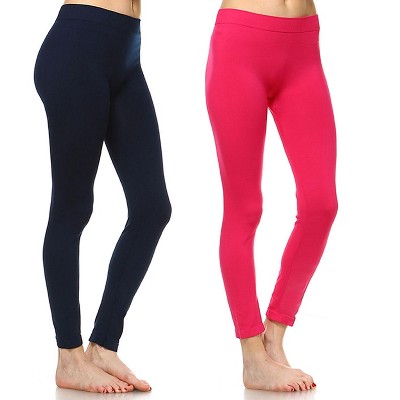 Women's Pack of 2 Solid Leggings - One Size Fits Most - White Mark