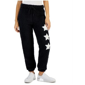 Crave Fame Womens Fleece Faux Shearling Patch Casual Jogger Pants - 1 of 1