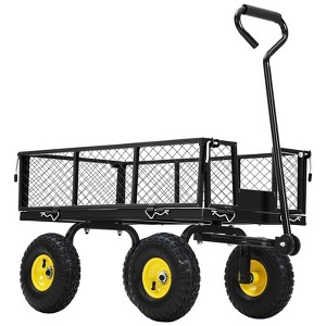 Heavy Duty Steel Cart, 550 lbs 3-in-1 Pull-Out Metal Cart with 10-inch Wheels, 180° Swivel Handle and Removable Sides for Kitchen, Patio - 1 of 4