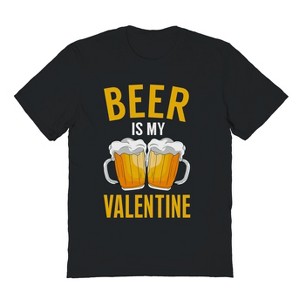 Rerun Island Men's Beer Is My Valentine Short Sleeve Graphic Cotton T-Shirt - Black S - 1 of 3