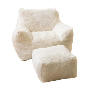 Itopfox Ultra Soft Fluffy Faux Fur Bean Bag Chair with Ottoman & Foot Rest, Plush Lazy Sofa for Living Room, Dorm - 1 of 4