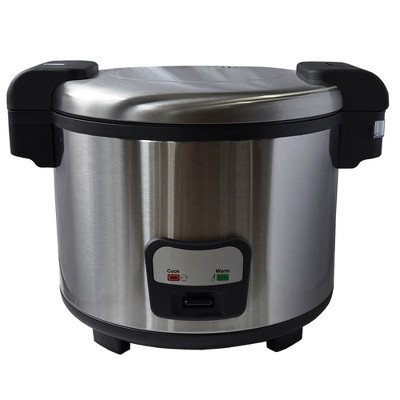 Sybo CFXB100-4B 20 Cup/60 Serving Commercial Grade/Restaurant Sized Stainless Steel Rice Cooker Maker with Keep Warm Function, Silver