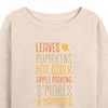 Women's - Instant Message - Fall Bucket List Leaves, Pumpkins, Hot Cider Lightweight French Terry Wide Neck Long Sleeve Shirt - 2 of 4