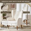 Christopher Knight Home Bines Modern Upholstered Teddy Wool High Back Accent Chair with Tapered Birch Wood Legs, Beige - 3 of 4