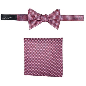 Men's Checkered 2.75" x 4.75" Adjustable 16" - 20" Freestyle Self Tie with Hankie Set - 1 of 4