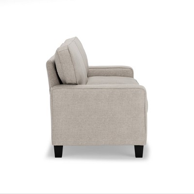 Light Gray Linen Track Arm Sofa with Removable Cushions