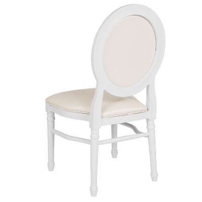Elegant White Vinyl Upholstered King Louis Side Chair