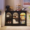 Vlsrka Sideboard Buffet Cabinet with 3 Glass Doors, Adjustable Shelves，Black - 2 of 4