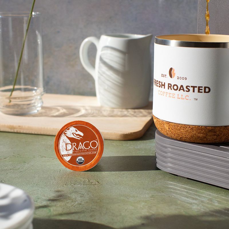 Fresh Roasted Coffee - Organic Drago Artisan Blend Medium Roast Single Serve Pods - 48CT, 4 of 5
