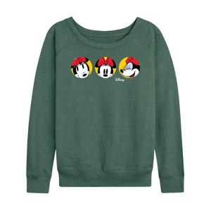 Women's - Disney - Mickey & Friends Lightweight French Terry Wide Neck Long Sleeve Shirt - 1 of 4