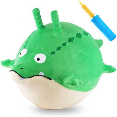 iPlay, iLearn, Bouncy Pals Aquatic Animals Hopper Toy, Plush, Inflatable Ride-On Hopping Toy, Green Gator, Ages 18 Months and Up