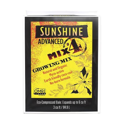 SunGro Horticulture SUGRADV3.0 Advanced Mix #4 Sunshine Organic Plant Growth Mix for Garden, Plant, and Root Growth, 3 Cubic Feet