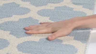 Ivory Trellis 36" Handwoven Cotton Flatweave Rug