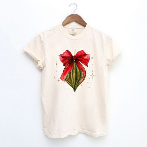 Simply Sage Market Women's Coquette Christmas Ornament Short Sleeve Garment Dyed Tee - 1 of 4