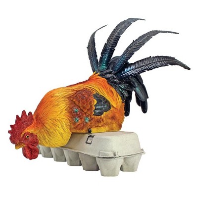 Design Toscano Rooster's Perch Sitting Chicken Statue - Multicolored