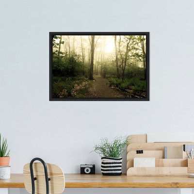 Appalachian Trail Forest Path Black Framed Canvas Wall Art