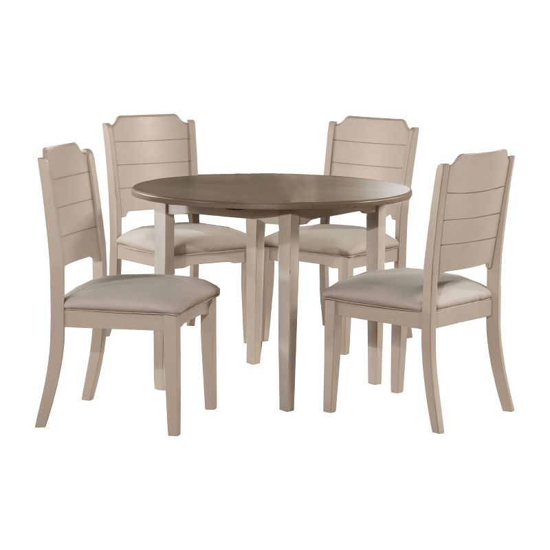 5pc Clarion Round Drop Leaf Dining Set with Side Chairs Gray Fog Fabric - Hillsdale Furniture, 3 of 14