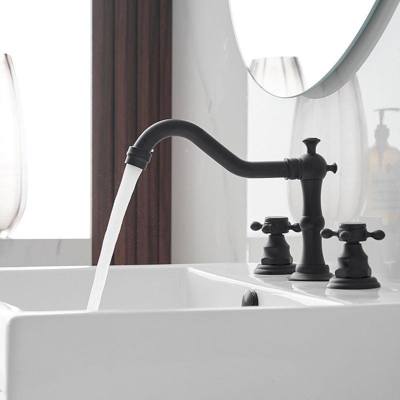 BWE 8 in. Widespread 2-Handle 3-Hole Bathroom Faucet with Drain Kit and Supply Lines in Matte Black, 4 of 8