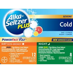 Alka-Seltzer Plus NSAID Cough/Cold Day/Night Pack PowerFast Fizz Tablets - Citrus Lemon - 20ct