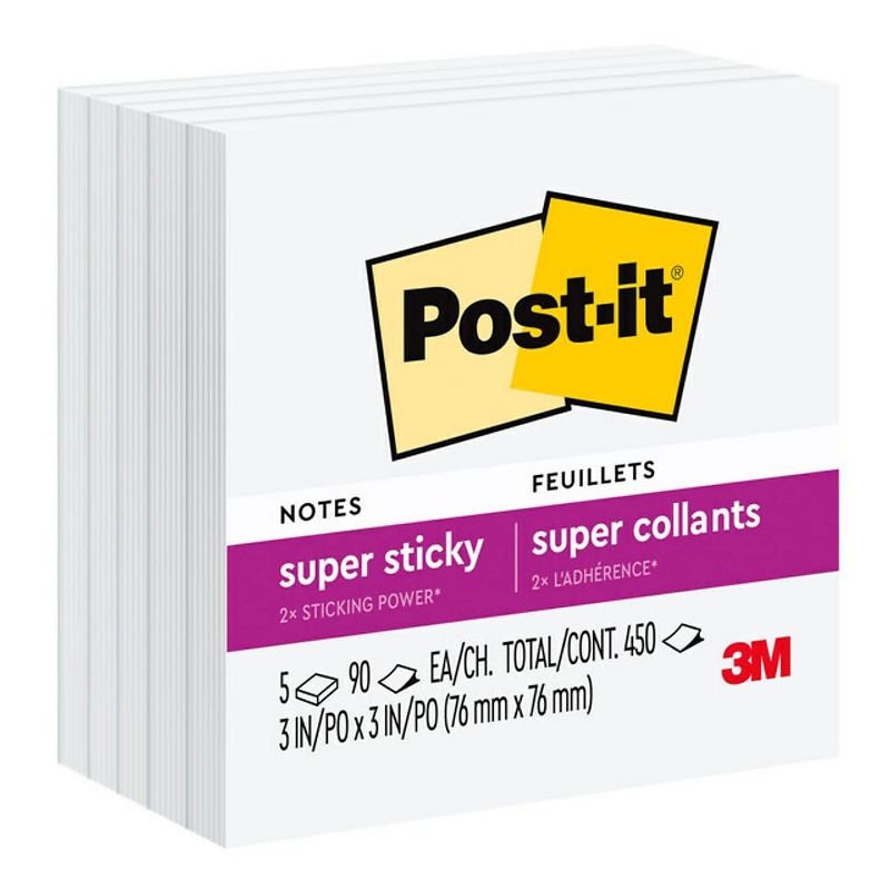 Post-it Super Sticky Notes 3  x 3  White 90 258343, 1 of 10