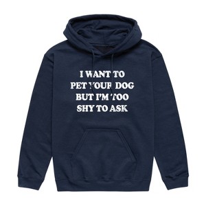 Men's - Instant Message - I Want To Pet Your Dog Graphic Fleece Pullover Hoodie - 1 of 4