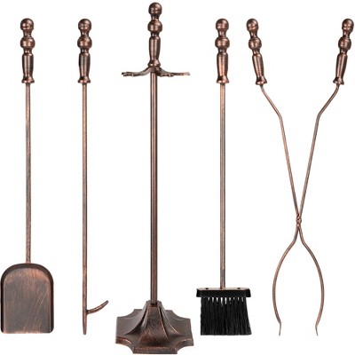 Best Choice Products 5-Piece Fireplace and Firepit Iron Tool Set w/ Tongs, Poker, Broom, Shovel, Stand