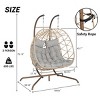 Hanging Wicker Woven 2 Person Egg Swing Chair With Cushions And Stand,Indoor Outdoor Wicker Basket Hammock Chair For Patio,Bedroom-Coolbibila - 4 of 4