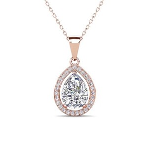 Attop 18k rose gold plated imitation diamond crystal teardrop pendant necklace - 1 of 4