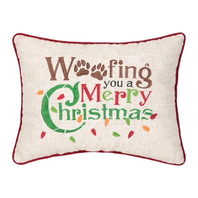 C&F Home 12" x 15" Woofing Christmas Embroidered Throw Pillow