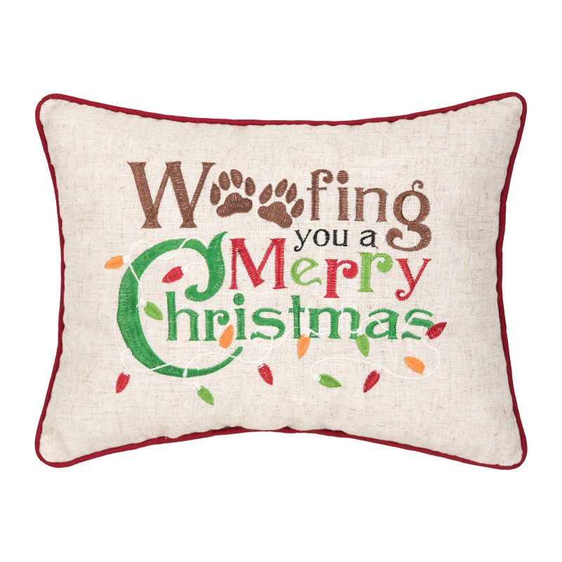C&F Home 12" x 15" Woofing Christmas Embroidered Throw Pillow, 1 of 3