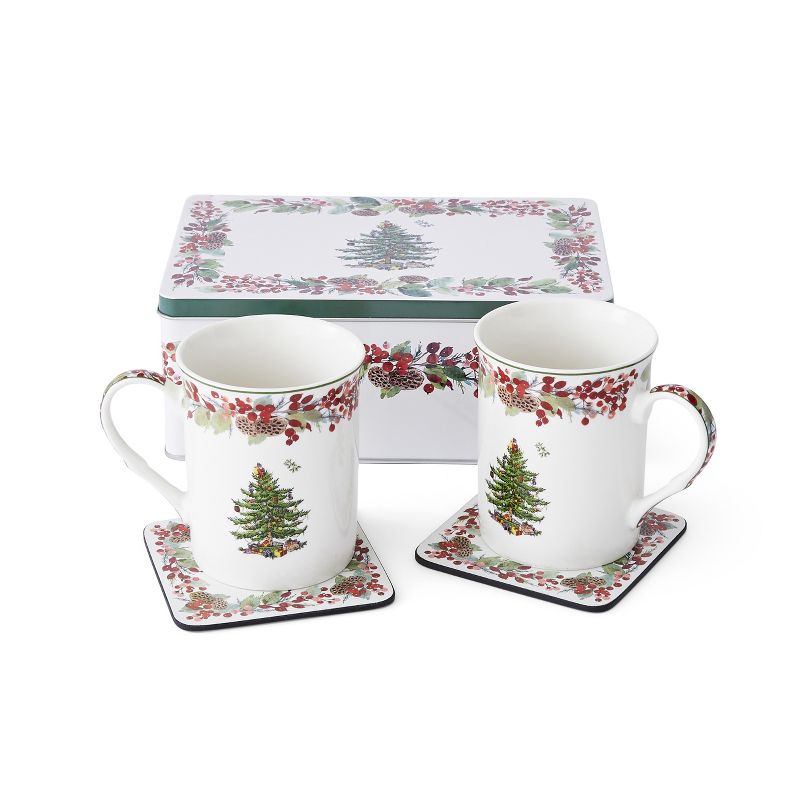 Spode Christmas Tree 2023 Annual 5 Piece Mug and Coaster Set with Tin Gift Box, Porcelain Mugs and Cork-Backed Coasters, 5 of 7