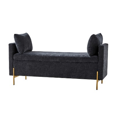 Arrigo Upholstered Flip Top Storage Bench With Arms Artful Living Design Black Target