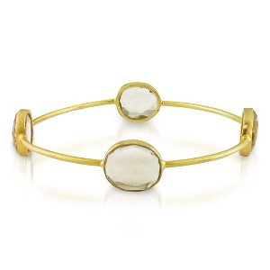 EVERLY JEWELRY | 22K Yellow Gold Plated Silver 16 CT TGW Synthetic Citrine Bangle - 7 in - 1 of 1
