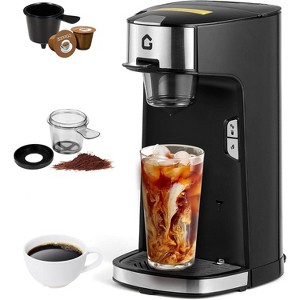 Single Serve Coffee Maker, Small K Pod Coffee Machine for Ground & Tea Bag,Hot&Iced Coffee Maker with 18.6 Oz Water Tank, Adjustable Drip Tray - 1 of 4