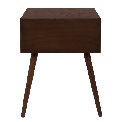 Midcentury Modern Walnut Brown and White Side Table with Storage