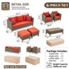 Chic Crate - Duponta 6-Piece All-Weather Wicker Sectional Set with Orange Cushions & Table - 3 of 4