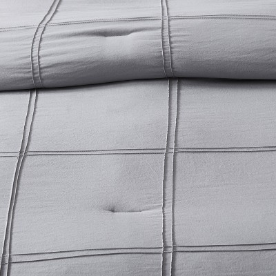 Geneva Home Fashion 6pc Queen Femi Enzyme Washed Embroidered Comforter Set Gray/White - Geneva Home Fashion: Microfiber Bedding Sets with Decorative Pillows — фото 2