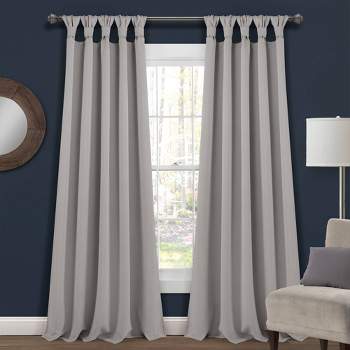 Set of 2 Insulated Knotted Tab Top Blackout Window Curtain Panels - Lush Décor