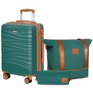 Hykolity 3-Piece 22 Inch Expandable Carry On Luggage Set, Green - 1 of 4