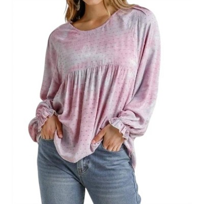 Women's Swiss Dot Babydoll Blouse - umgee