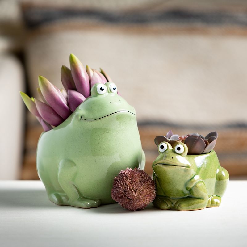 Sullivans 6.25" & 3.5" Toad-Ally Fun Planter Set of 2, Green, 3 of 5