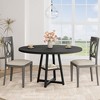 47Inch Round Dining Table, Round Dinner Table for 4, Industrial Kitchen Table w/ Wooden Top & Metal Base for Dining Room, Living Room(Only Table) - 3 of 4