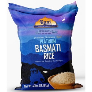 Platinum White Basmati Rice Extra Long - 640oz (40lbs) Cloth Bag - Rani Brand Authentic Indian Products - 1 of 4