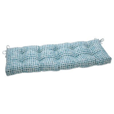 48" x 18" Outdoor/Indoor Tufted Bench/Swing Cushion Alauda Teal Blue - Pillow Perfect