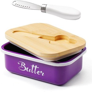 Metal Butter Dish with Lid and Stainless Steel Butter Knife, Double Silicone Seal for Freshness, Durable, Easy to Clean - 1 of 4